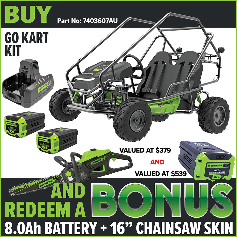 Greenworks CK600D 60V STEALTH Series All-Terrain 2-Seat Electric Youth Go-Kart Kit [7403607AU]