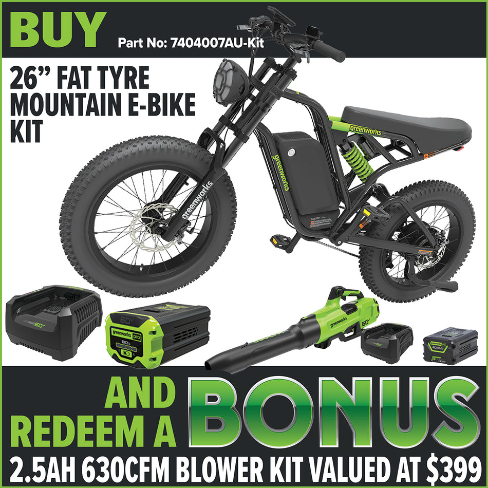 Greenworks 60V VENTURE Series 20” Fat Tyre Electric All Terrain Bike