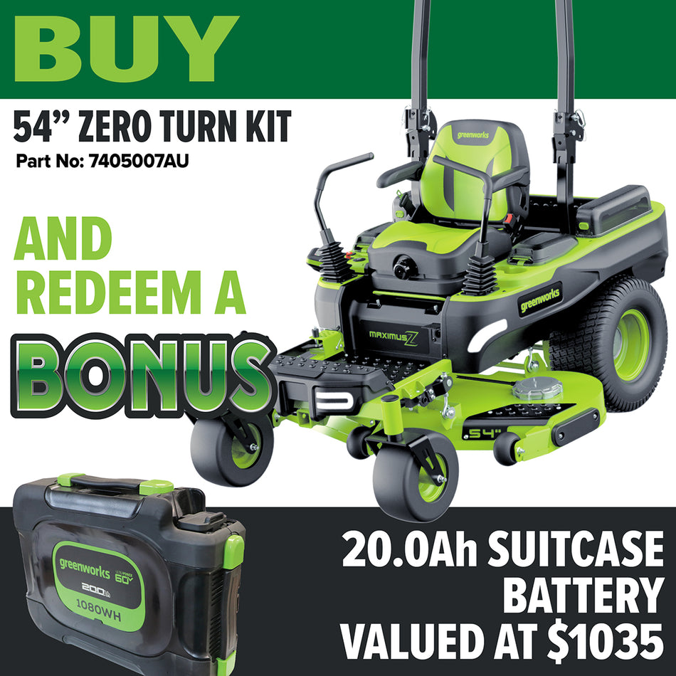 Greenworks MZ546 60V MaximusZ 54" Zero Turn Mower [7405007AU] - Ultra Performance, Better Than Petrol™