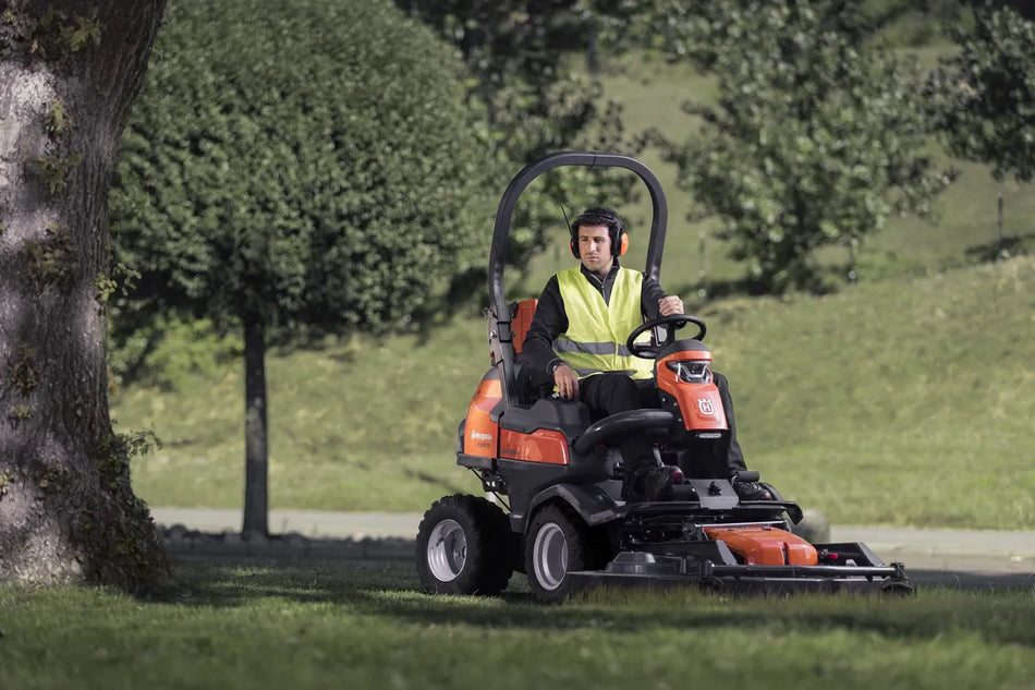 Husqvarna P524X Ride-On Front Mower - Front-mounted petrol ride-on lawn mower, built for commercial use.