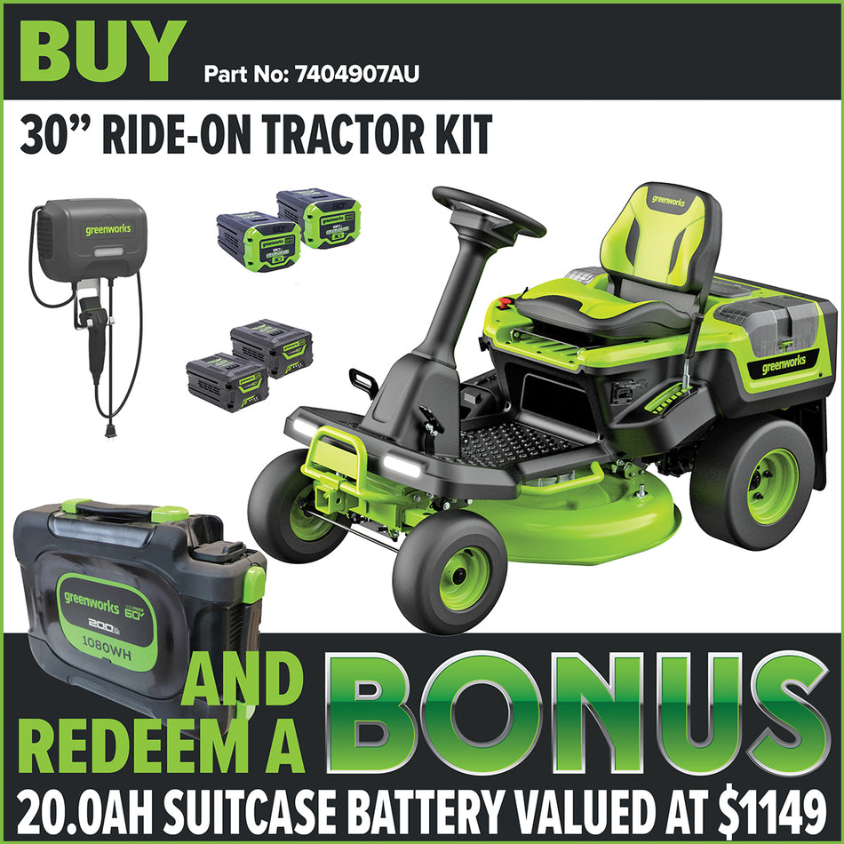 Greenworks TRC40678 60V Pro 30” Compact Ride-On Mower [7404907AU]