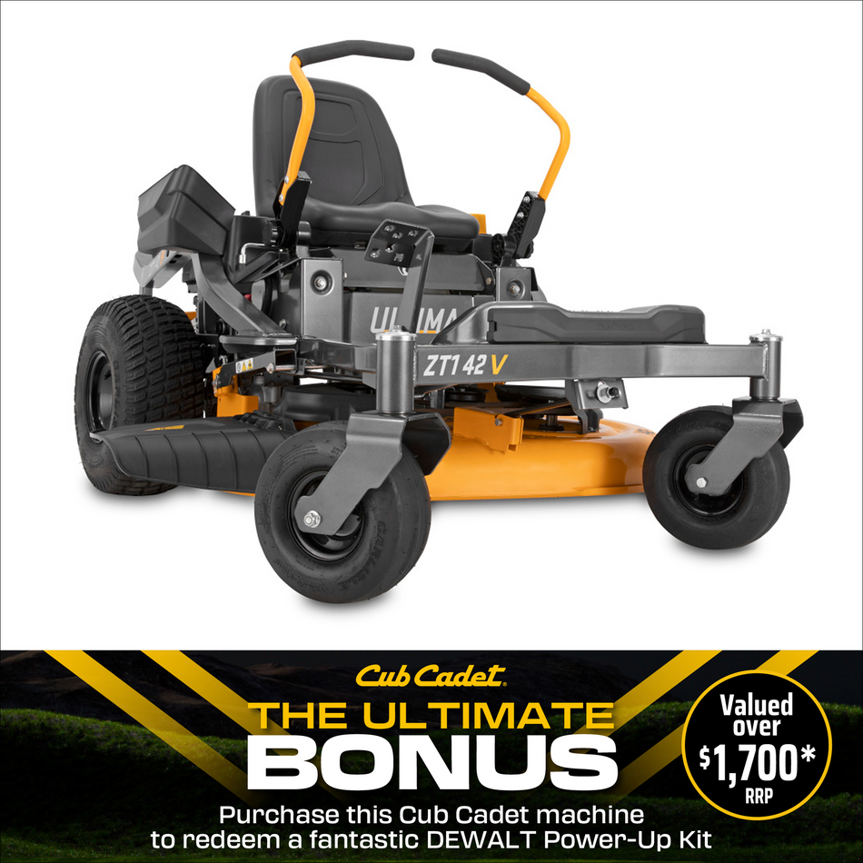 Cub Cadet ZT1 42 V - With dual EZT 2200 hydrostatic transmissions for quick and effortless ground speed.
