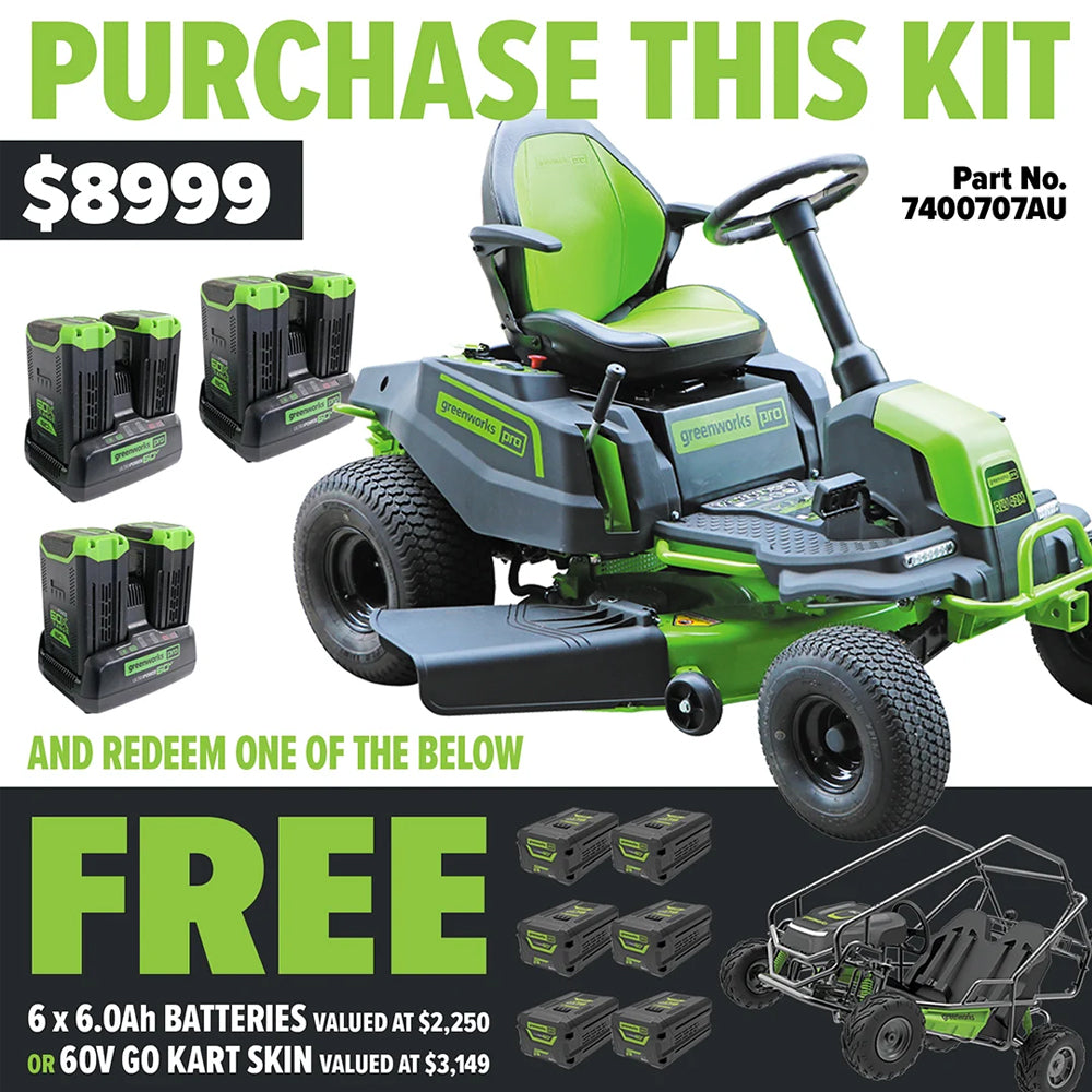 Greenworks 60V 42in Electric Ride On Mower - perfect for large lawns!-Ride On Mowers Online