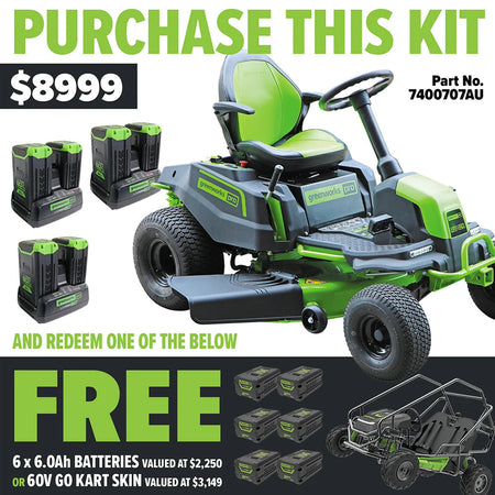 Greenworks 60V 42in Electric Ride On Mower - perfect for large lawns!-Ride On Mowers Online