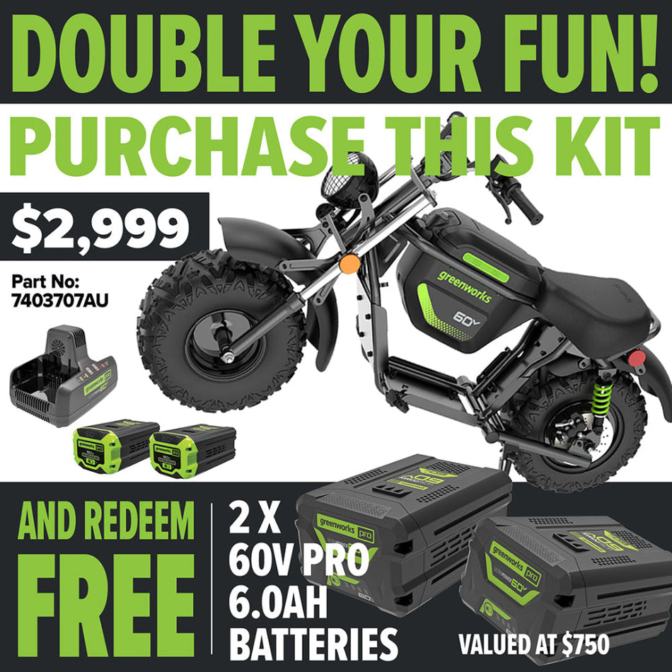 Greenworks 60V STEALTH Series Off-Road Mini Bike-Ride On Mowers Online