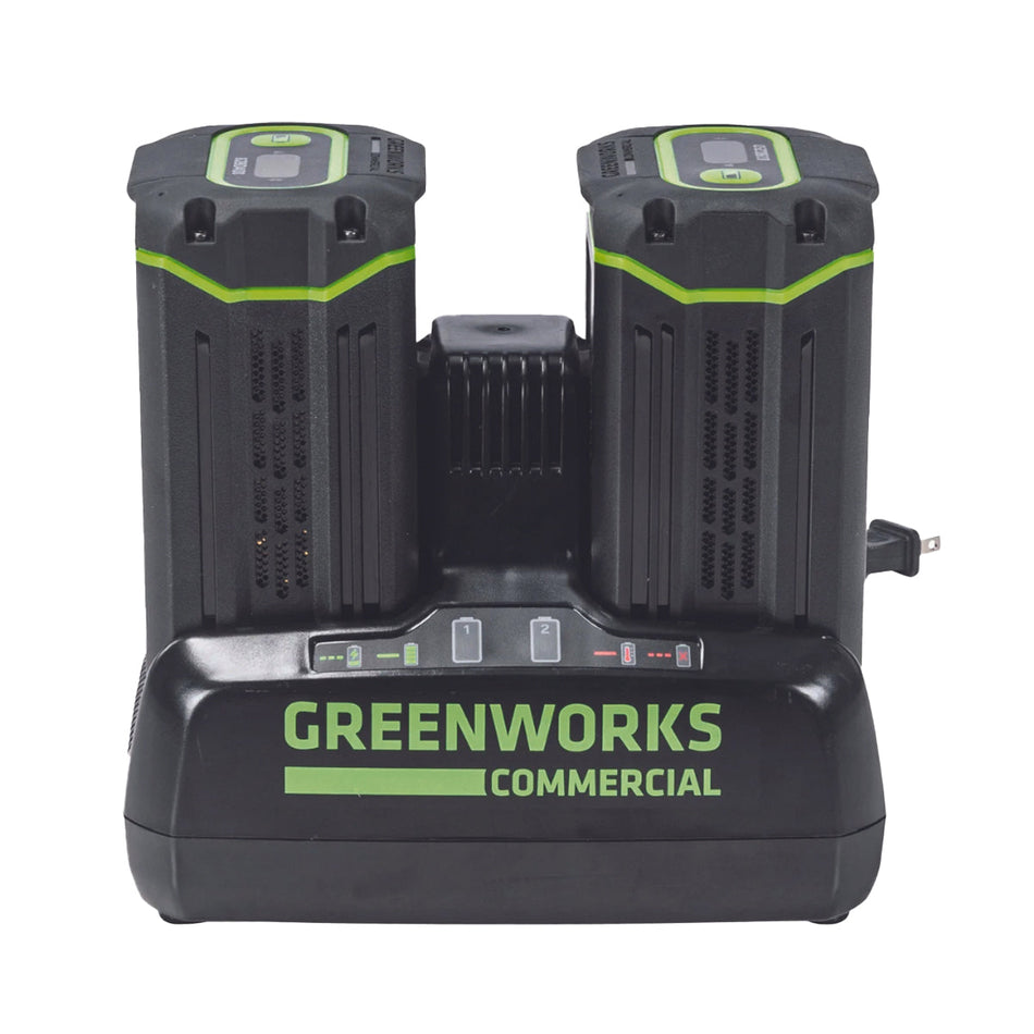 Greenworks 82V 8A Dual Port Charger - Dual port charger with two ports that can rapidly charge any 82V batteries!-Ride On Mowers Online