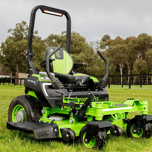 Greenworks OptimusZ 52'' Zero Turn - Tackle slopes up to 15° - cut grass at up to 26kph - 24kWh fully electric!-Ride On Mowers Online