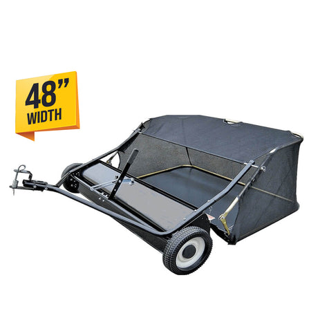 The RedShed-48" Ride On Tow-Behind Sweeper - 121cm wide for efficient collection of clippings, adjustable height-Sweeper-