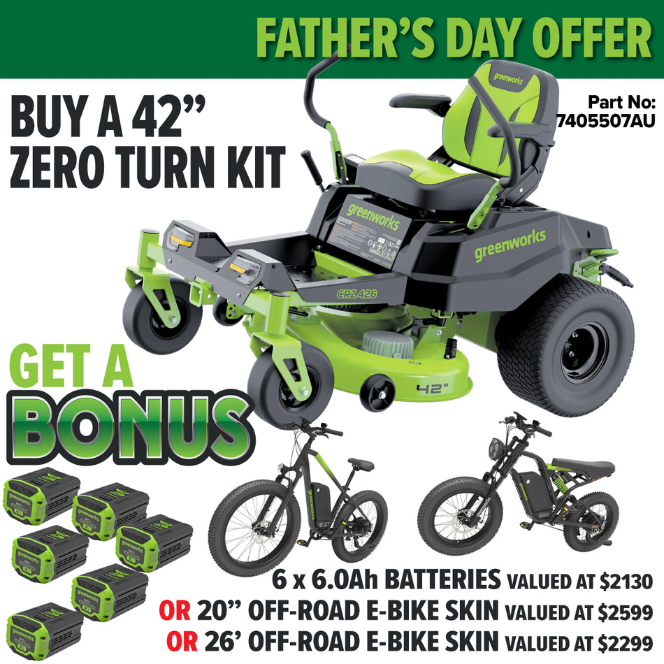 Greenworks CRZ426 60V Gen 1.5 42” Zero Turn Mower [7405507AU]